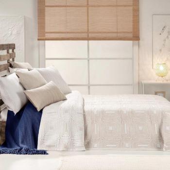 Colcha Jacquard Etnia 455 de MANTEROL para Camas de 150/160cm - Diseño Geométrico Ideal para Entretiempo