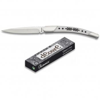 Navaja decorada Albainox color blanco, hoja de 8,5 cm de acero inoxidable