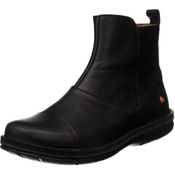 Botines de piel con cierre de cremallera para mujer - Color Black