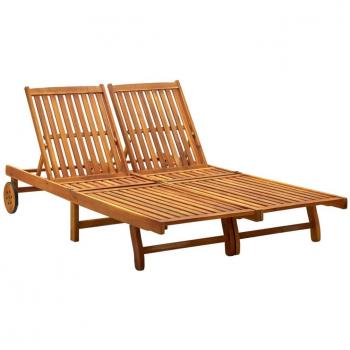 Acacia Wood Double Sun Lounger for 2 People