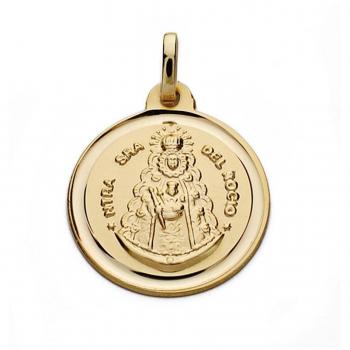 Medalla de oro 9k Virgen del Rocío 18mm con grabación incluida