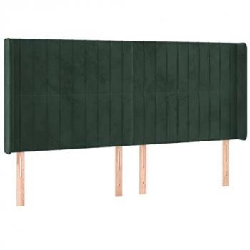 Cabecero con orejas de terciopelo verde oscuro 183x16x118/128cm Vidaxl Verde