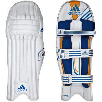 adidas Elite Hombre Protectores Bateo Críquet Protectores De Pierna Blanco/Azul - Blanco, Left Hand Mens