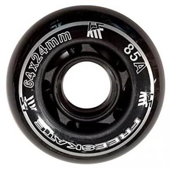 Pack de 4 Ruedas de Repuesto KRF para Patines First, Tamaño 64mm, Color Negro, Adultos Unisex, Talla Única