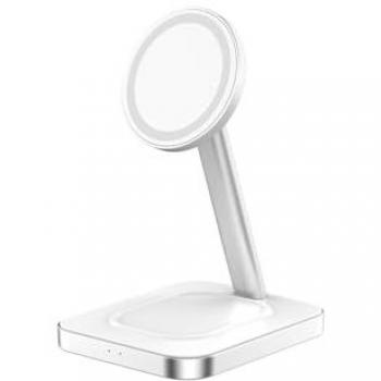 Cargador de Inducción 3 en 1 Compatible con MagSafe 15W Blanco con Garantía de por Vida