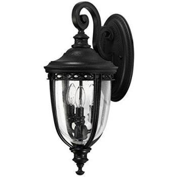 Farol de pared English Bridle, 21,6 cm, negro, IP44, E14, 3 luces