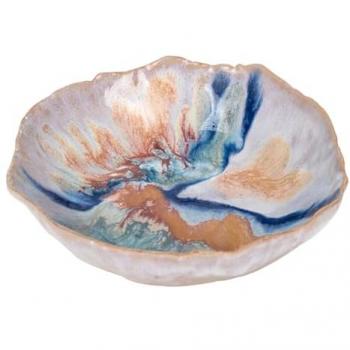 Bandeja Ovalada de Piedra Plateada Bohemia - 5x15x14cm