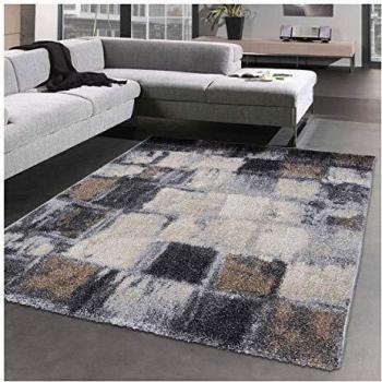 Alfombra moderna elegante gris 120x170 cm de polipropileno sintético