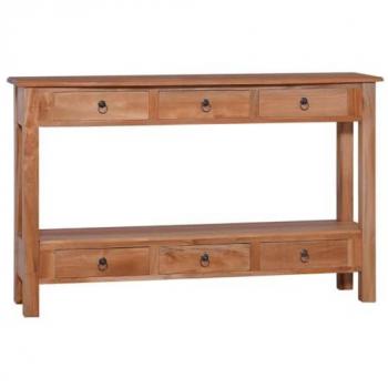 Solid Mahogany Console Table 120x30x75 cm with 6 Drawers and Shelf