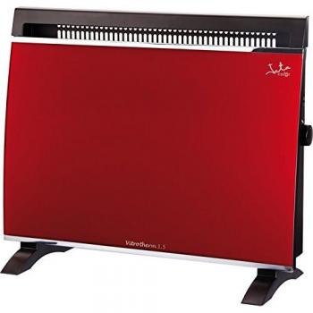 Jata VT150N Radiador Vitrotherm, Seguridad, 1500 W, Frontal Cristal Rojo. Laterales, mandos y Patas en Negro