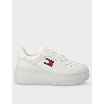 Tommy Hilfiger Retro Basket Flatform Sneakers - White Leather, Size 39