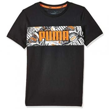 PUMA Alpha Graphic tee B Camiseta, Niños, Negro, 5-6Y