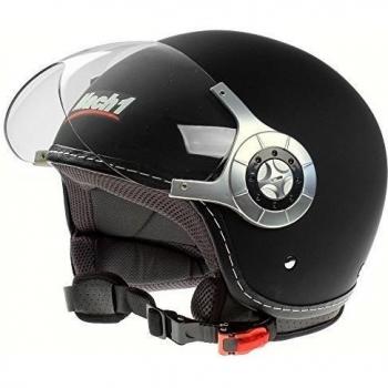 Mach1 - Jet Casco de motorista Moto con visera traslúcida, color negro mate