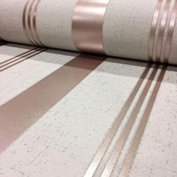 Fine Decor Wallcoverings FD42205 Papel pintado de cuarzo, diseño de rayas, oro rosa