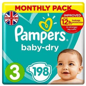 Pampers Baby Dry - Pañales Talla 3 (6-10 kg), Pack de 198 Unidades