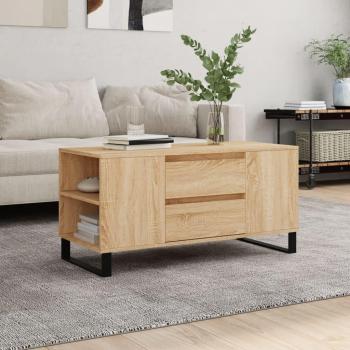 Mesa de centro vidaXL madera de ingeniería 102x44,5x50 cm en color Blanco y Negro, acabado brillante, ideal para salón o comedor