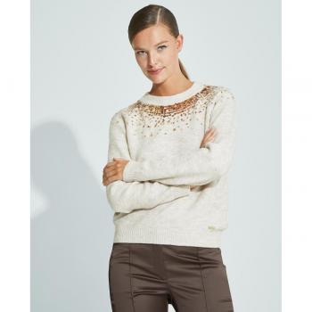 Jersey de mujer de cuello redondo con lentejuelas