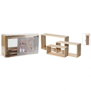 Juego de estantes 3 piezas madera natural H&S Collection Marrón
