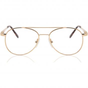 Pilot Full Rim Metal Kids' Prescription Glasses - Gold, Size 44, Blue Light Block Available, Free Lenses - SmartBuy Kids