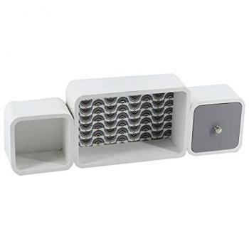 Estante de Madera Artemide con 2 Compartimentos y 1 Cajón Rectangular, Medidas 49,5x7,8x16,5 cm