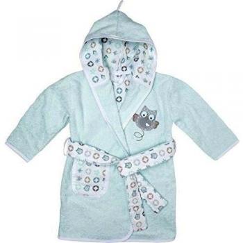 Bébé-Jou Owl Family - Albornoz con capucha y cinturón, 18-24 meses, color verde menta