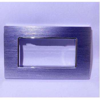 Placa de Lujo 3/4/6M en Metal Satinado Plateado Compatible con Bticino Axolute - 4 Foros