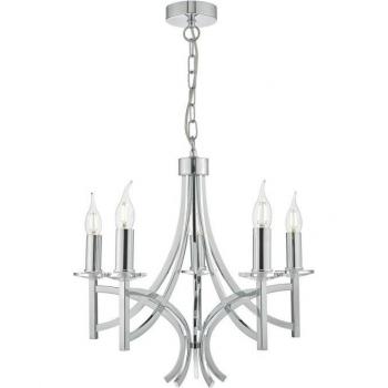 Lámpara colgante Lyon cromo pulido y cristal 5 luces E14