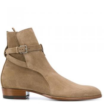 Saint Laurent Men's Wyatt 30 Suede Leather Boots in Beige | Size 42 | 498372BT3009870