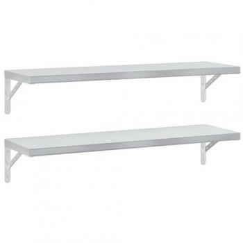 Estantes de pared 2 uds acero inoxidable plateado 100x30 cm