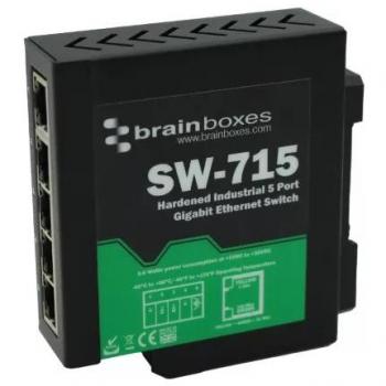 Brainboxes SW-715 Unmanaged Gigabit Ethernet Network Switch (10/100/1000) Black Green