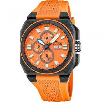 Lotus Men's Orange Dial Chronograph Rubber Watch 18976/6