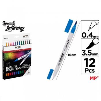 Rotulador Doble Punta Pincel para Lettering - 12 Unidades, Trazos Precisos y Creatividad