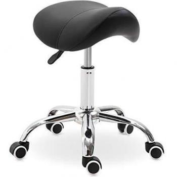 HOMCOM Silla Trabajo Taburete Ruedas Giratorias Taburete Cosmetica Dentista Peluqueria Color Negro