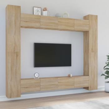 Set de muebles para TV 8 piezas madera contrachapada roble Sonoma Marrón 100 x 30 x 30 cm