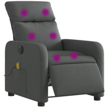 Sillón reclinable de masaje eléctrico tela gris oscuro vidaXL, con respaldo y reposabrazos, asiento ajustable, disponible en colores gris claro, gris oscuro y negro