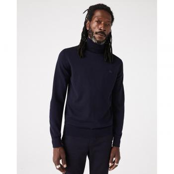 Lacoste Men's Merino Wool Turtleneck Sweater - Dark Blue, Regular Fit