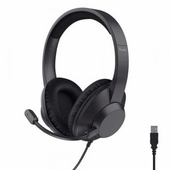 Auriculares Trust Ayda Max USB-ENC con Micrófono, Cancelación de Ruido, Cableado, Diadema Over-Ear, USB-C/USB-A, Negro