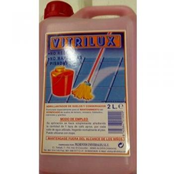 VITRILUX ABRILLANTADOR Y CONSERVADOR DE SUELOS VITRIFICADOS NO RESBALA NO MARCA PISADAS GARRAFITA DE 2L.