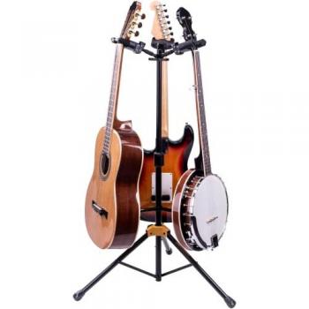 Hercules GS432B Plus - Triple Guitar Stand with Upgraded Auto-Grip System and Foldable Backrest