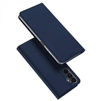 Dux Ducis Slim Flip Case for Samsung Galaxy A15 - Dark Blue with Card Holder and Video Stand