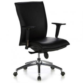 hjh OFFICE 600100 Silla ejecutiva Murano 10 Cuero Negro, con Brazos Sillón de Oficina con Ruedas Silla giratoria