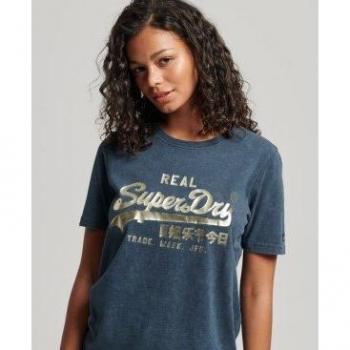 Camiseta Superdry para mujer con adornos y logo Vintage en color azul