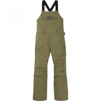 Burton Skylar Bib Pants verde infantil - L, mono de esquí, tejido impermeable y transpirable, aislamiento térmico, tirantes ajustables, refuerzos en las rodillas, bolsillos laterales con cremallera