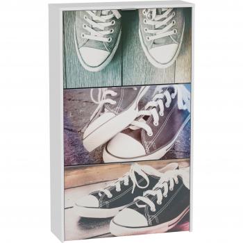 Suarez Zapatero 3 Trampones Retro, Madera, Blanco, 24.2x75x126.8 cm