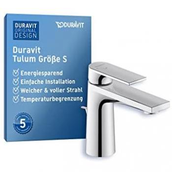 Mezclador de Lavabo Duravit Tulum S, 110mm de Proyección, con Desagüe Emergente, Color Cromo Alto Brillo