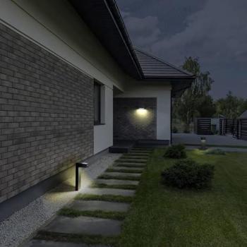 Aplique Solar LED 3W para Exterior - Aplique de Pared con Placa Solar, Blanco Cálido 3000K, Gris Urbano, IP44
