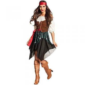 Disfraz de Pirata Tormenta Mujer Talla 36/38 - Blusa, Corsé, Falda y Bandana