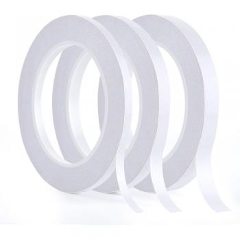 Kuuqa 3 rollos de cinta adhesiva de doble cara Cinta adhesiva fuerte para el arte de bricolaje de la oficina, 30 metros de largo, 6 mm / 9 mm / 12 mm de ancho