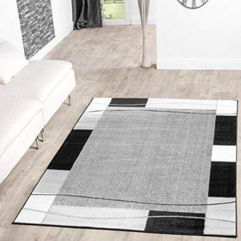 Alfombra de diseño moderno, color gris y negro, 60 x 100 cm