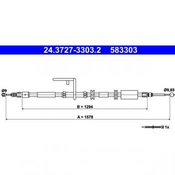 Cable de freno de estacionamiento ATE 24.3727-3303.2 Izquierda